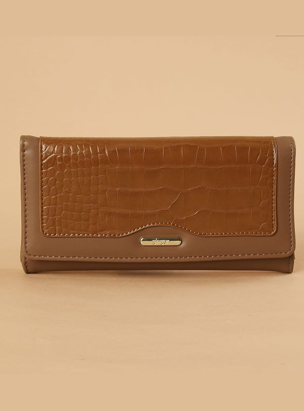 GINGER Croc Embossed Flap Wallet