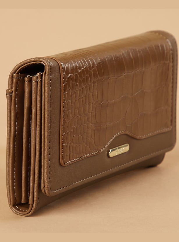 GINGER Croc Embossed Flap Wallet
