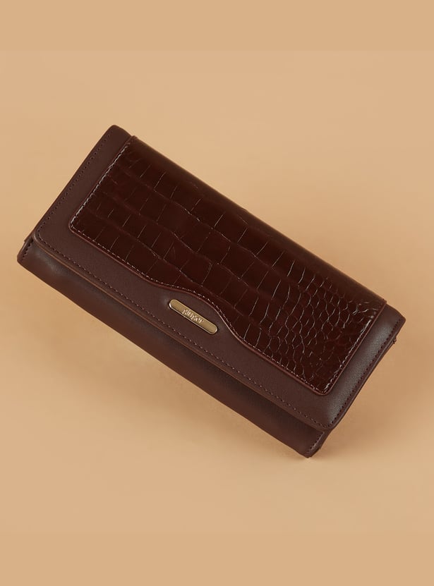 GINGER Croc Embossed Flap Wallet