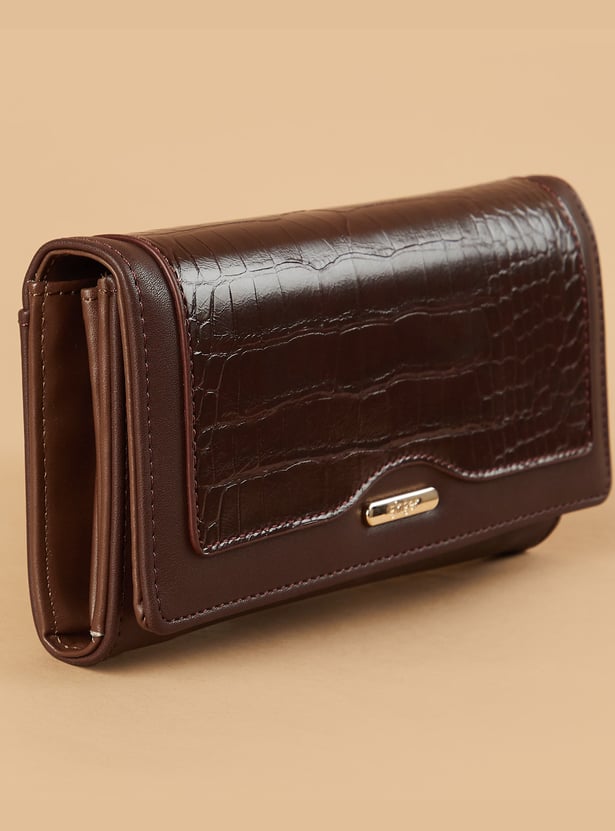 GINGER Croc Embossed Flap Wallet