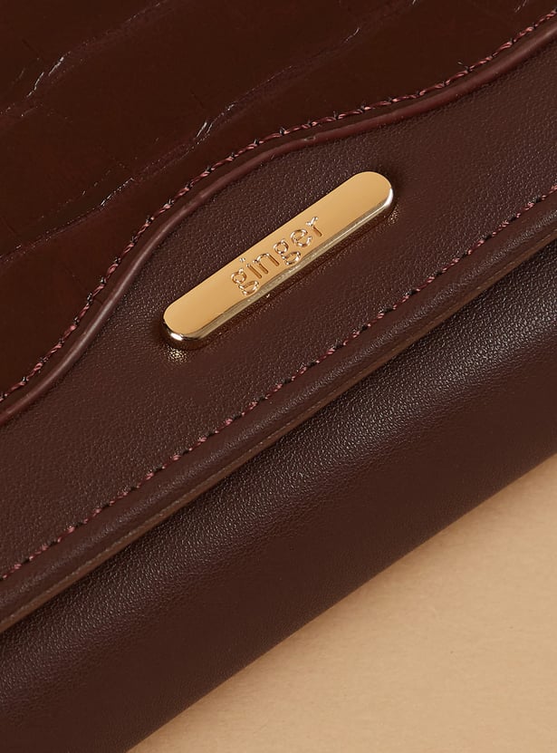 GINGER Croc Embossed Flap Wallet