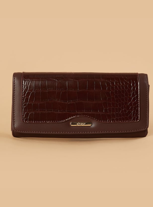 GINGER Croc Embossed Flap Wallet