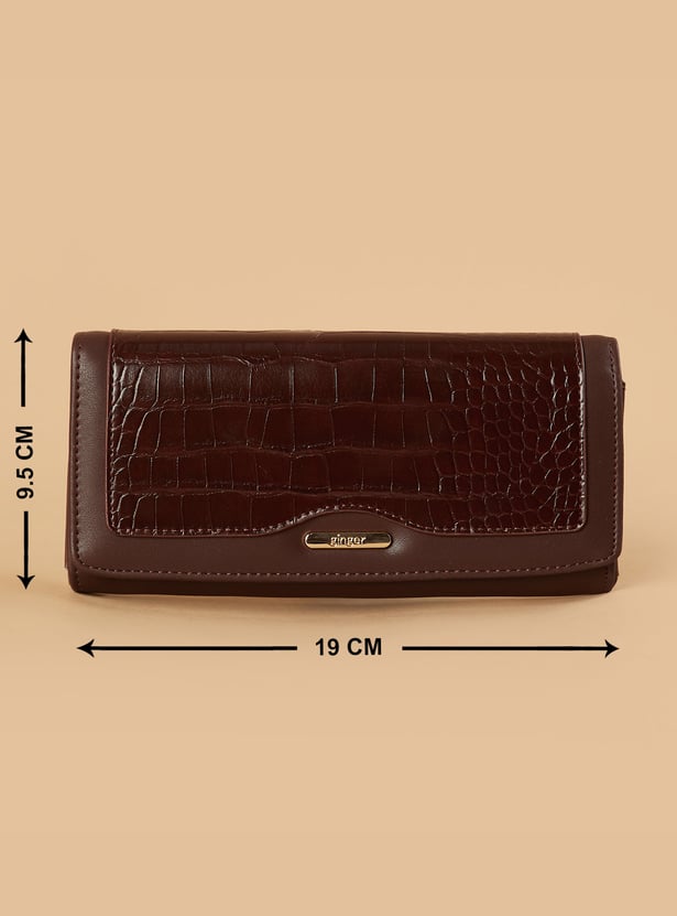 GINGER Croc Embossed Flap Wallet