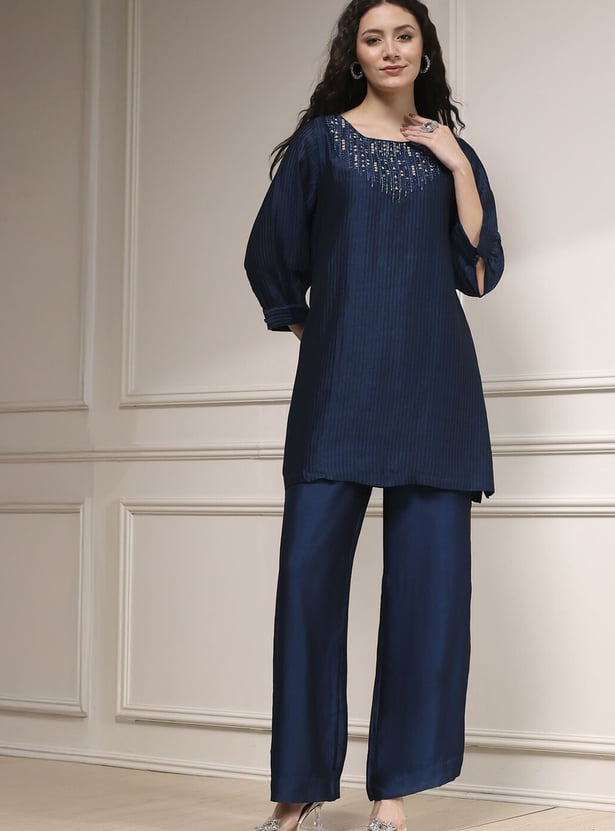 BIBA Embellished Straight Kurti Set