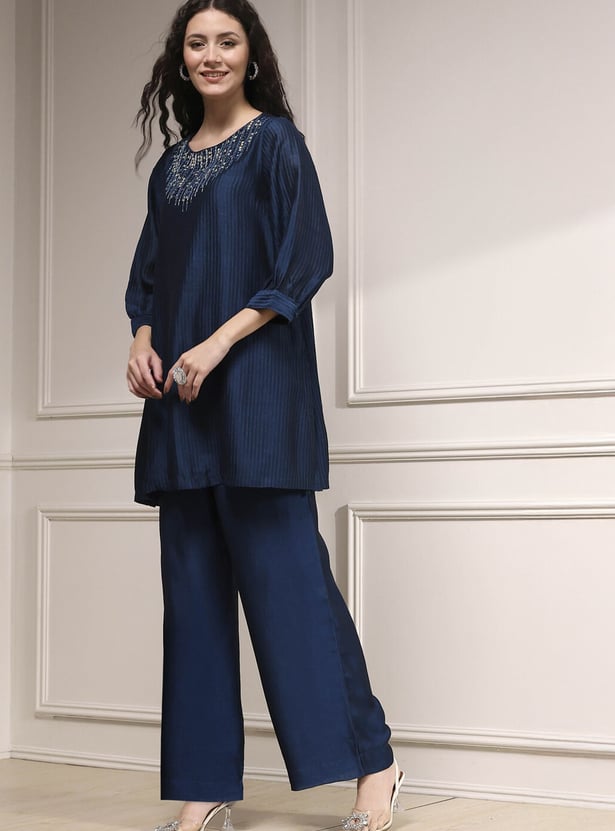 BIBA Embellished Straight Kurti Set