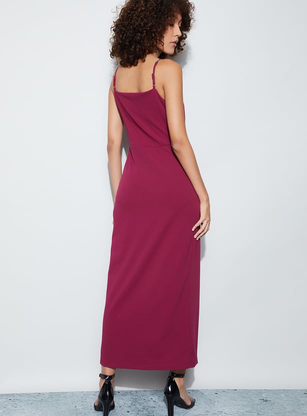 CODE Solid Strappy Wrap Dress