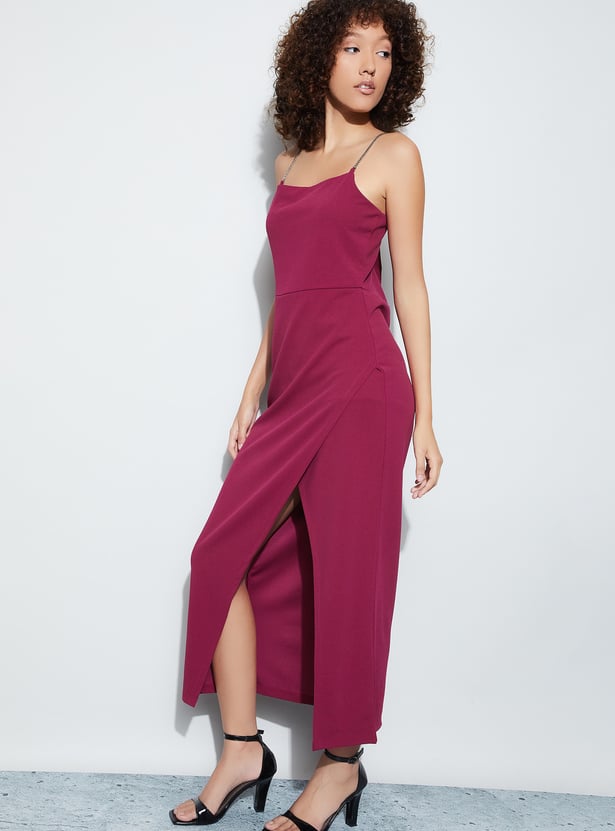 CODE Solid Strappy Wrap Dress