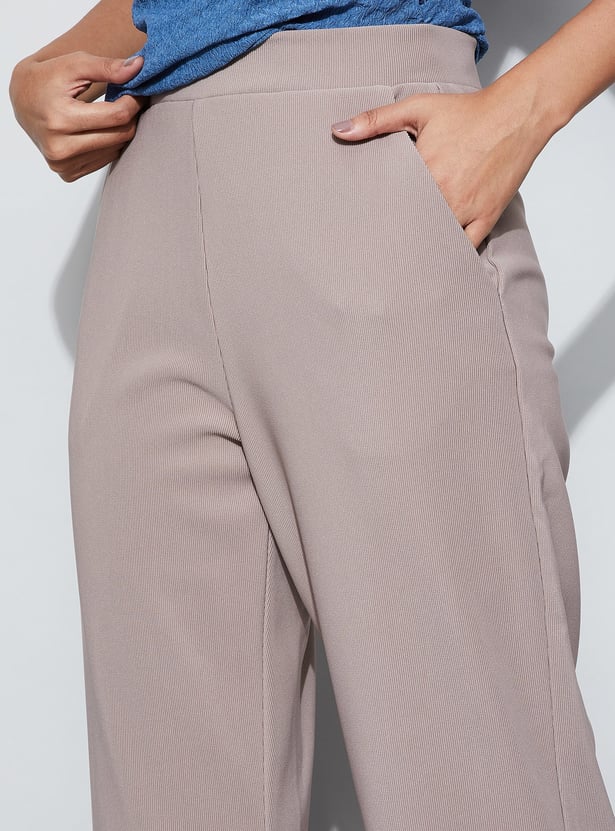 CODE Textured Wide Leg Trousers