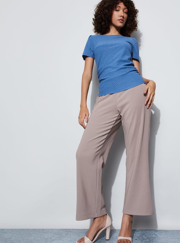 CODE Textured Wide Leg Trousers