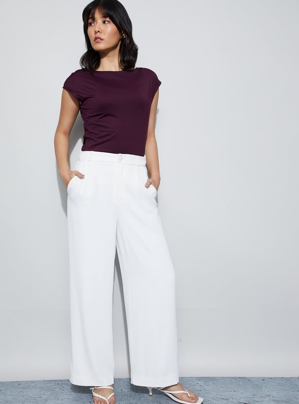 CODE Boat Neck Cap Sleeves Top