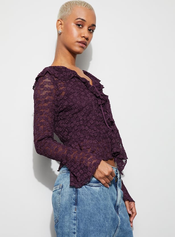 Buy GINGER Lace Peplum Top with Camisole from Ginger at just INR