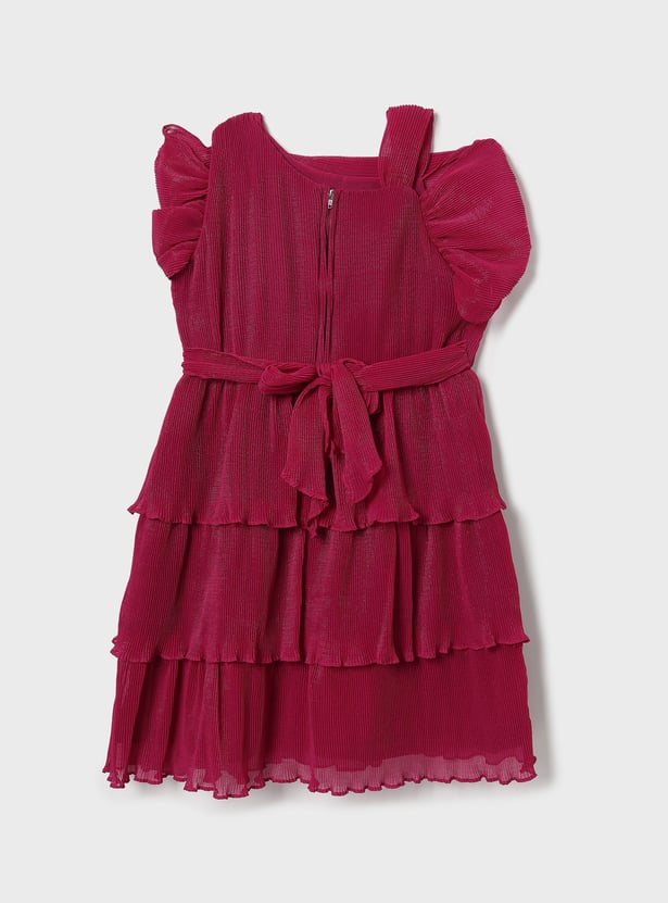 PEPPERMINT Girls Shimmer Layered Dress