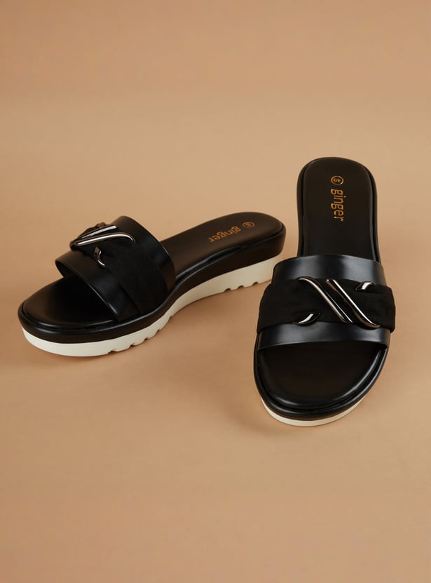 GINGER Metal Accent Platforms Sandals
