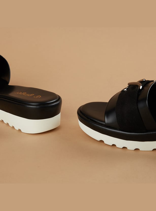 GINGER Metal Accent Platforms Sandals