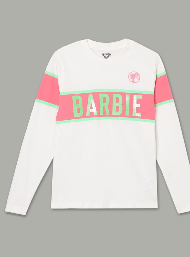 KIDSVILLE Girls Barbie Print Full Sleeve T-shirt