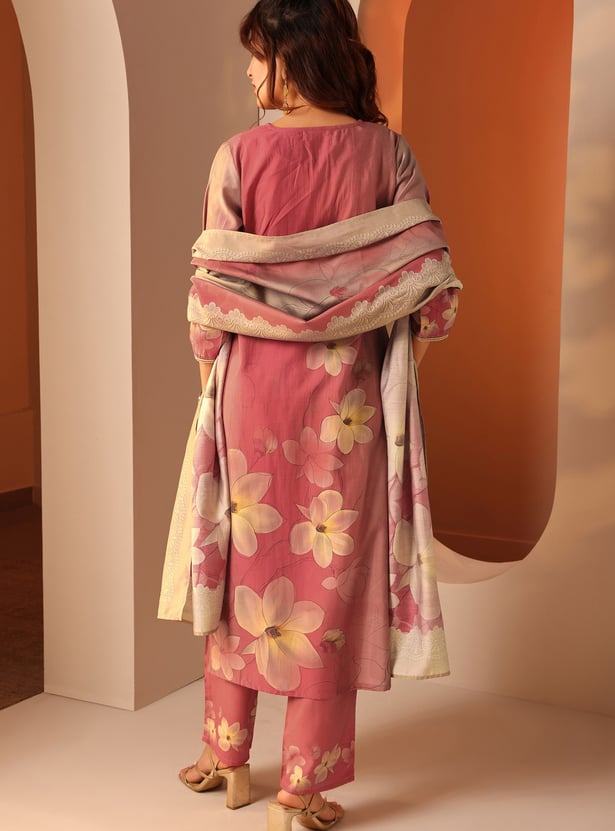 LIBAS Floral Print Straight Kurta Set