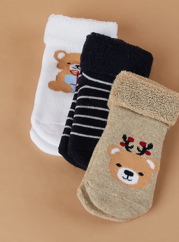 FAME FOREVER Boys Patterned Ankle-Length Socks - Pack of 3