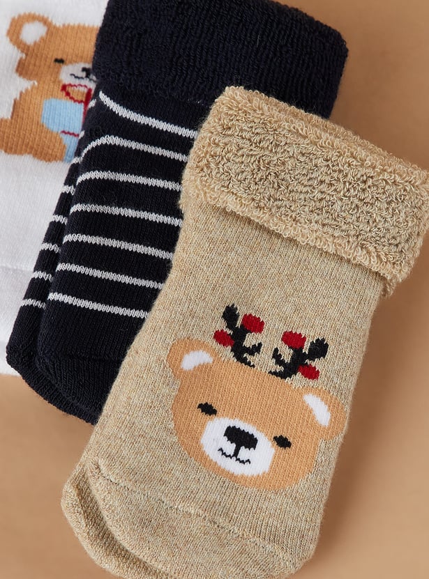 FAME FOREVER Boys Patterned Ankle-Length Socks - Pack of 3