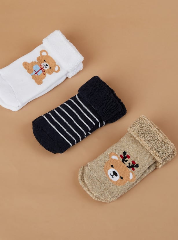 FAME FOREVER Boys Patterned Ankle-Length Socks - Pack of 3