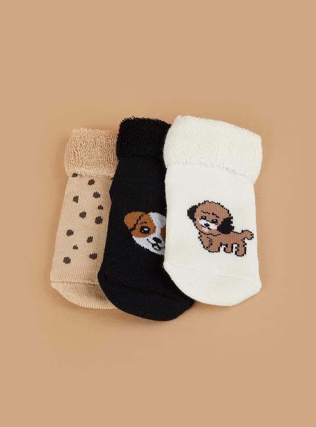 FAME FOREVER Boys Dog Character No Show Socks - Pack of 3