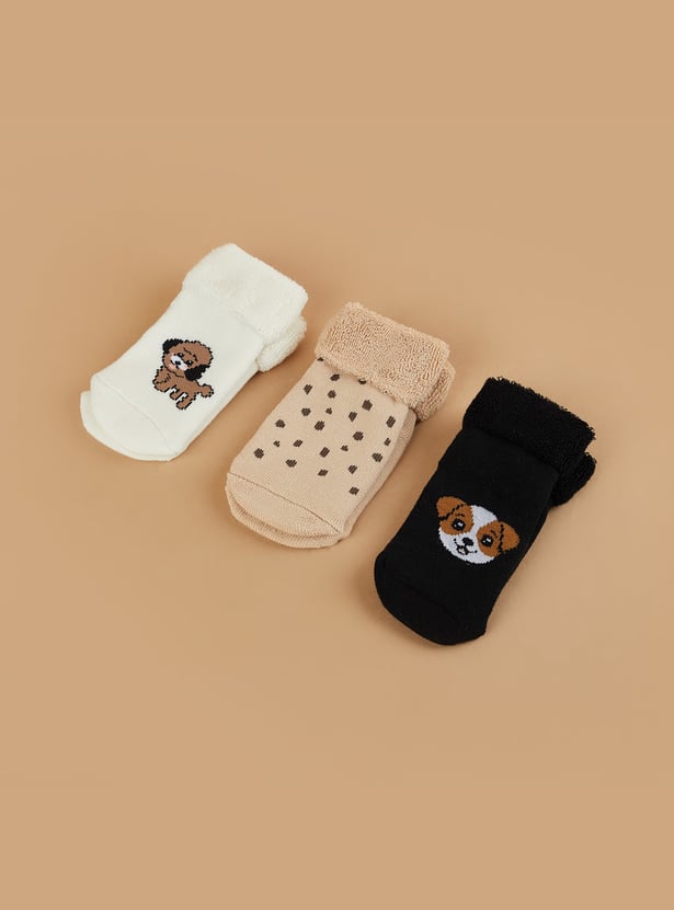 FAME FOREVER Boys Dog Character No Show Socks - Pack of 3