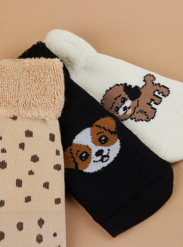 FAME FOREVER Boys Dog Character No Show Socks - Pack of 3