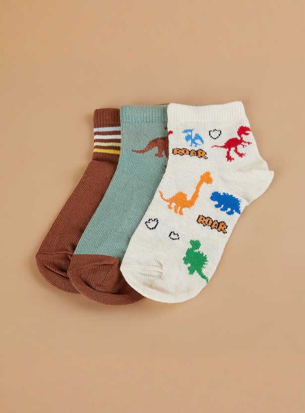 FAME FOREVER Boys Patterned Ankle-length Socks - Pack of 3