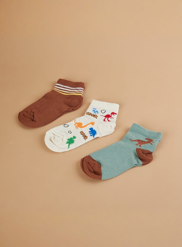 FAME FOREVER Boys Patterned Ankle-length Socks - Pack of 3