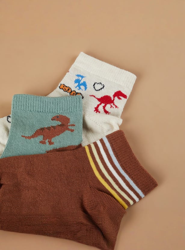 FAME FOREVER Boys Patterned Ankle-length Socks - Pack of 3