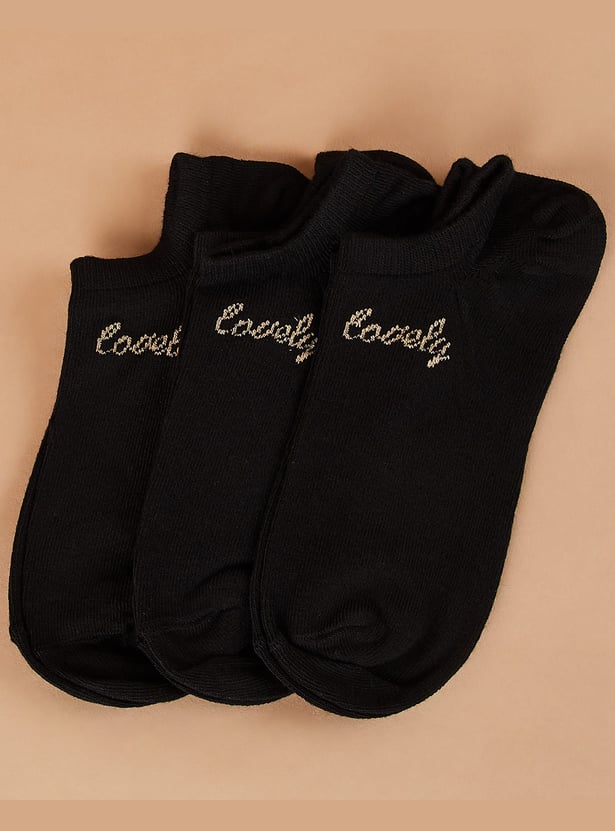 GINGER Embroidered No Show Socks - Pack of 3