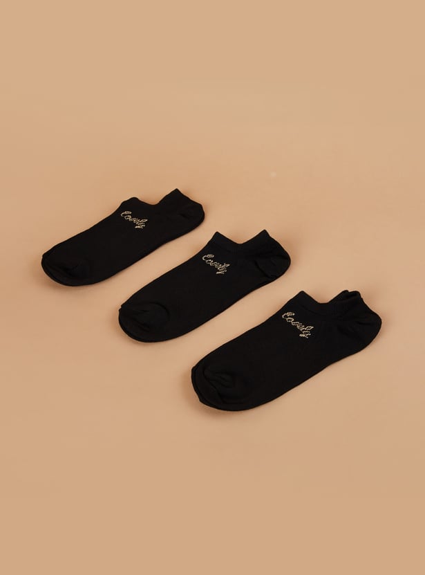 GINGER Embroidered No Show Socks - Pack of 3