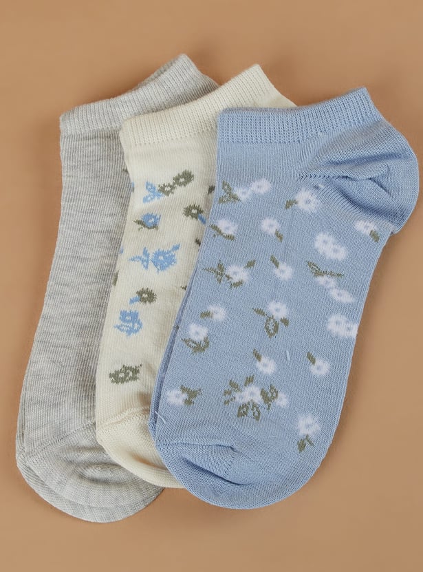 GINGER Floral Patterned No Show Socks - Pack of 3