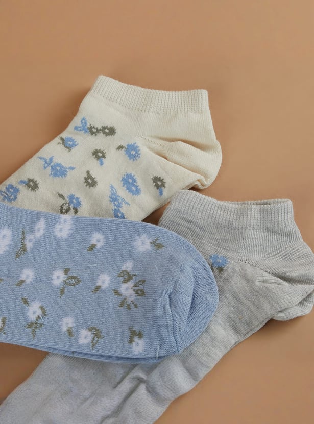 GINGER Floral Patterned No Show Socks - Pack of 3