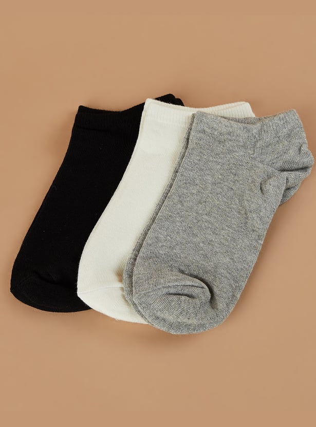 GINGER Solid Ankle Length Socks - Pack of 3