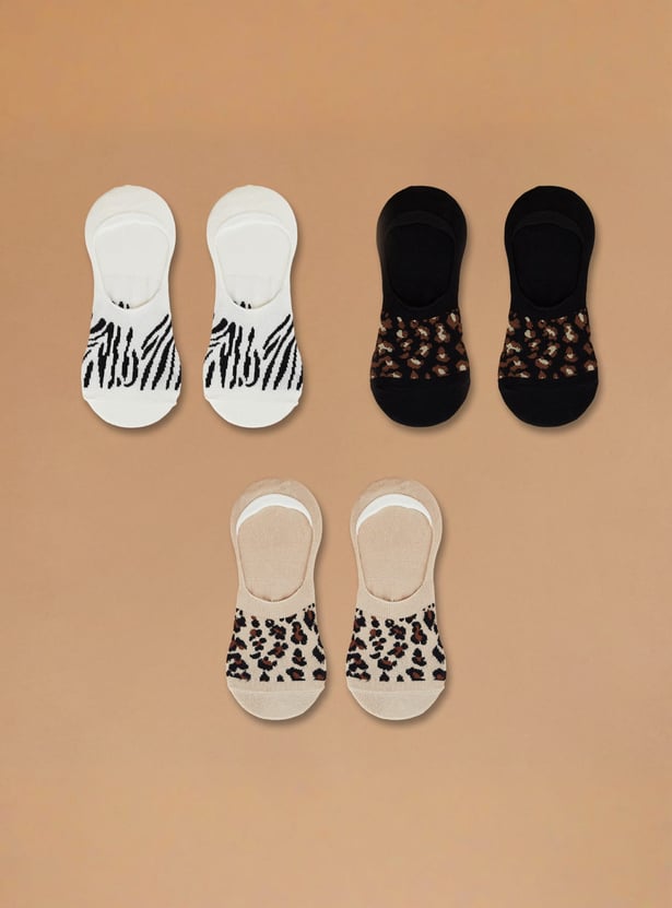 GINGER Animal Print No Show Socks - Pack of 3