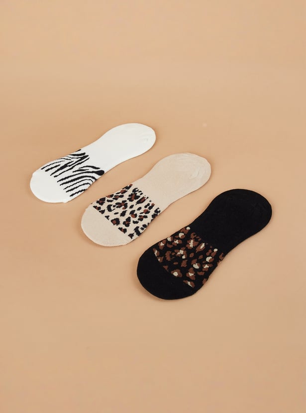 GINGER Animal Print No Show Socks - Pack of 3
