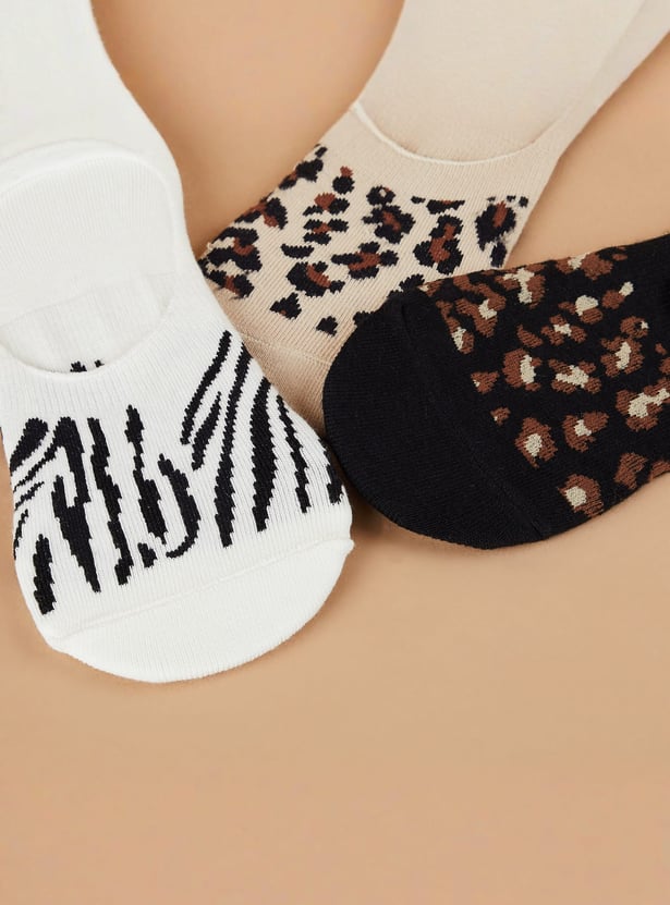 GINGER Animal Print No Show Socks - Pack of 3