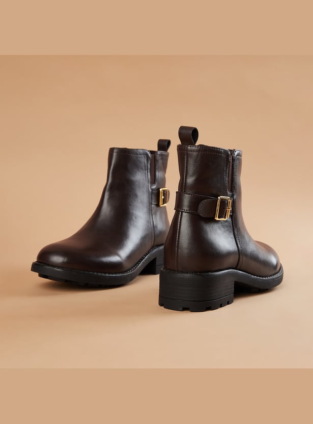 GINGER Ankle Boots with Buckle Strap