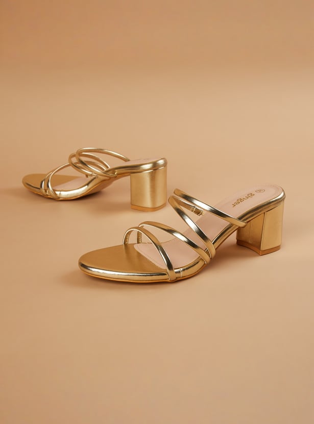 GINGER Metallic Strappy Block Heels