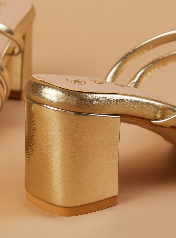 GINGER Metallic Strappy Block Heels