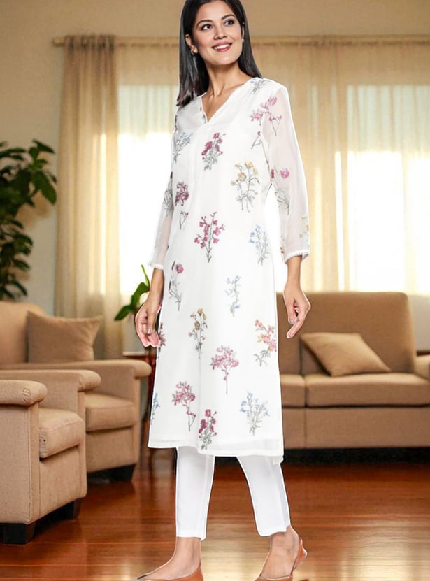 W Embroidered Straight Kurta