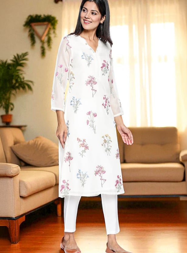 W Embroidered Straight Kurta