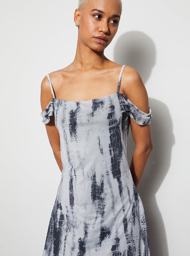 GINGER Animal Print Cold-Shoulder Mini Dress