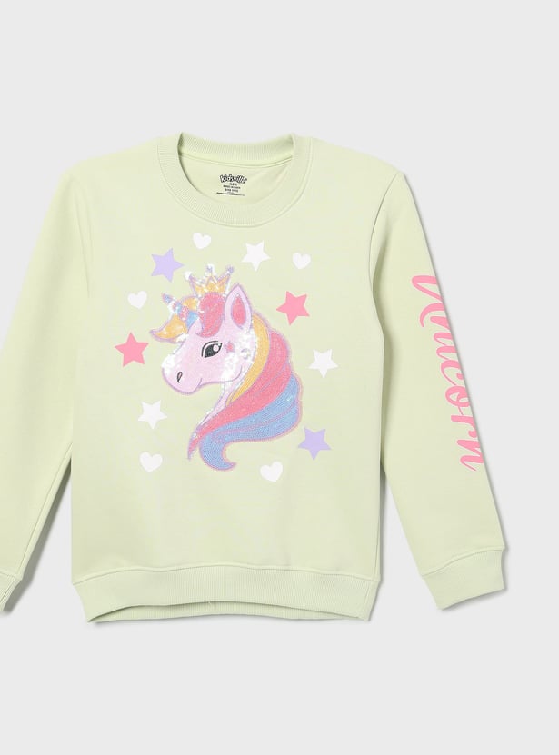 KIDSVILLE Girls Unicorn Sequined Sweatshirt