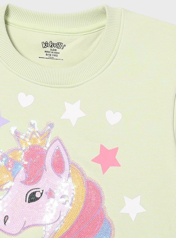 KIDSVILLE Girls Unicorn Sequined Sweatshirt