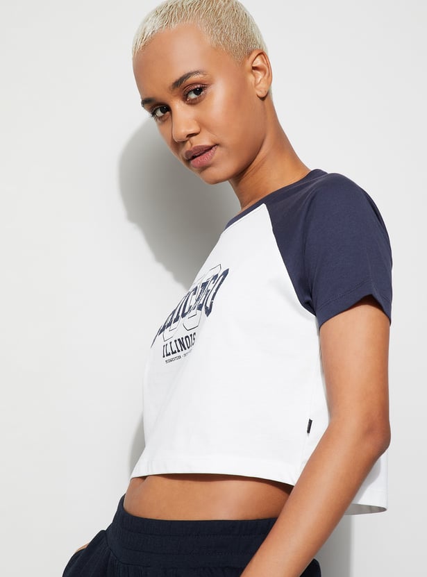 KAPPA Printed Raglan Sleeve Crop T-shirt