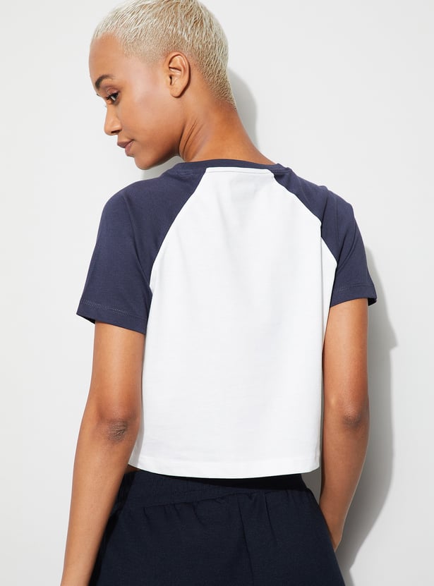 KAPPA Printed Raglan Sleeve Crop T-shirt