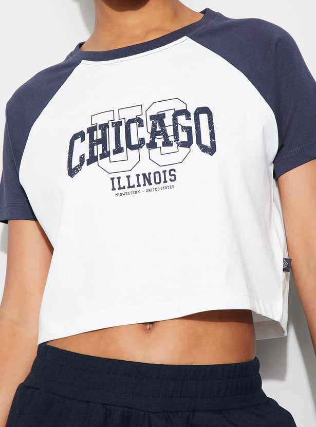 KAPPA Printed Raglan Sleeve Crop T-shirt