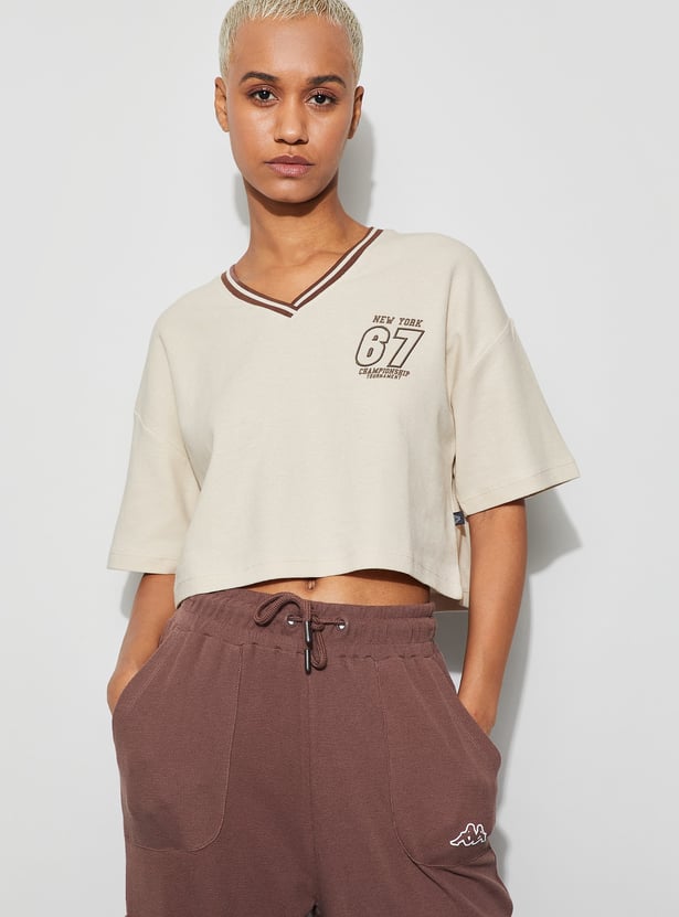 KAPPA Striped Neck Crop T-shirt