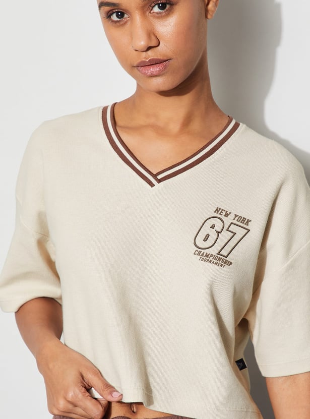 KAPPA Striped Neck Crop T-shirt
